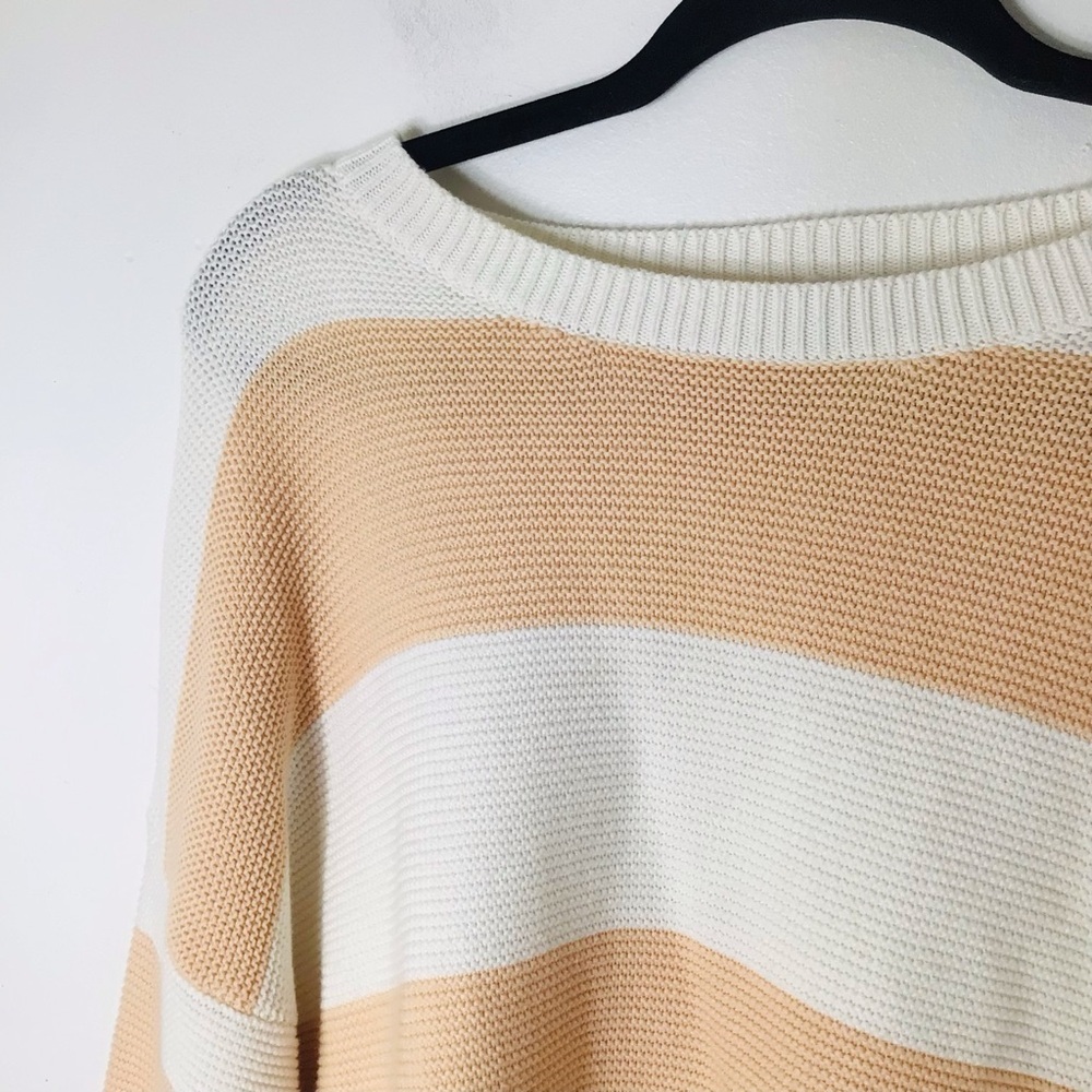 Sabo Australian sweater pullover women small orange white stripe cotton oversize - Picture 5 of 10